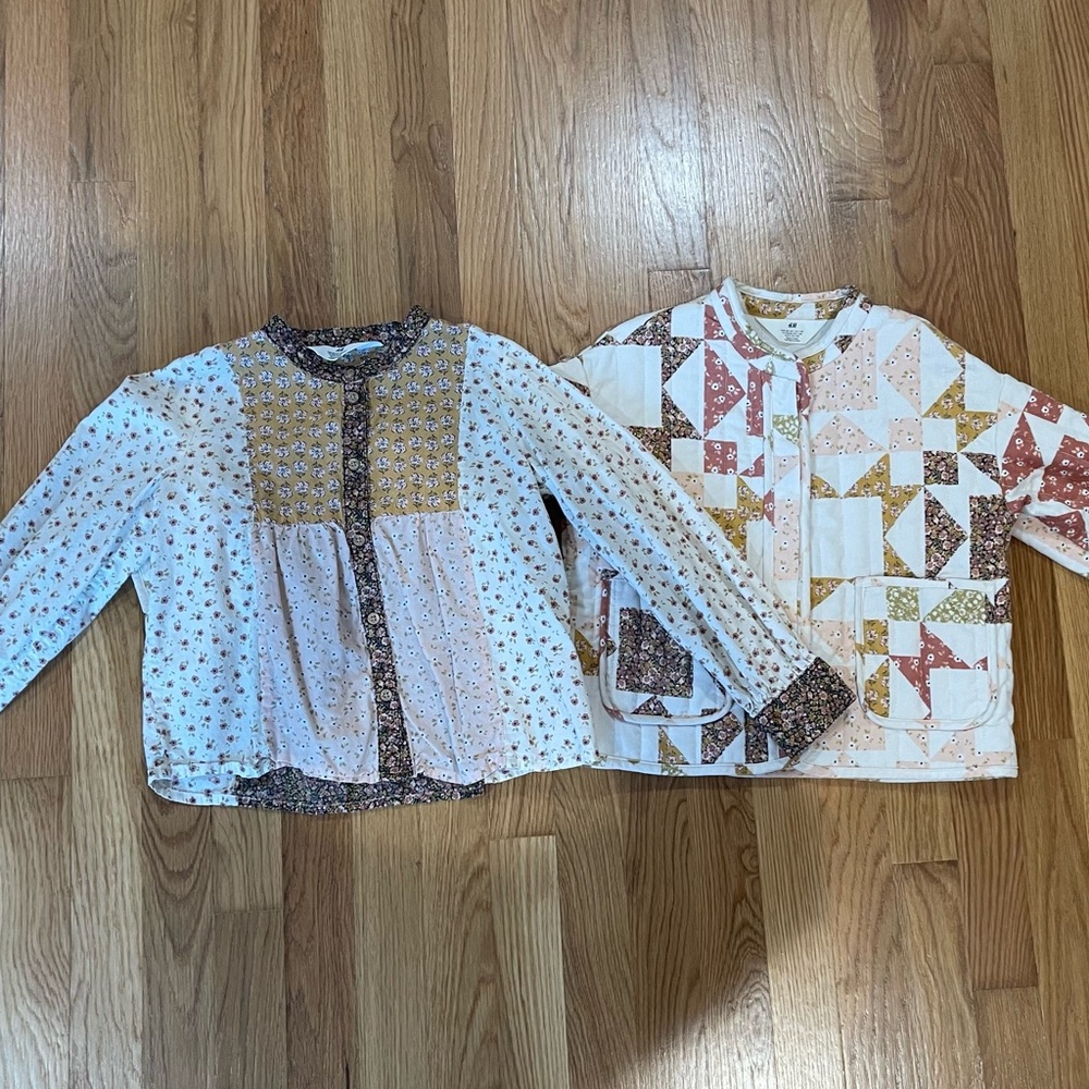 H&M girls quilted jacket and matching blouse.